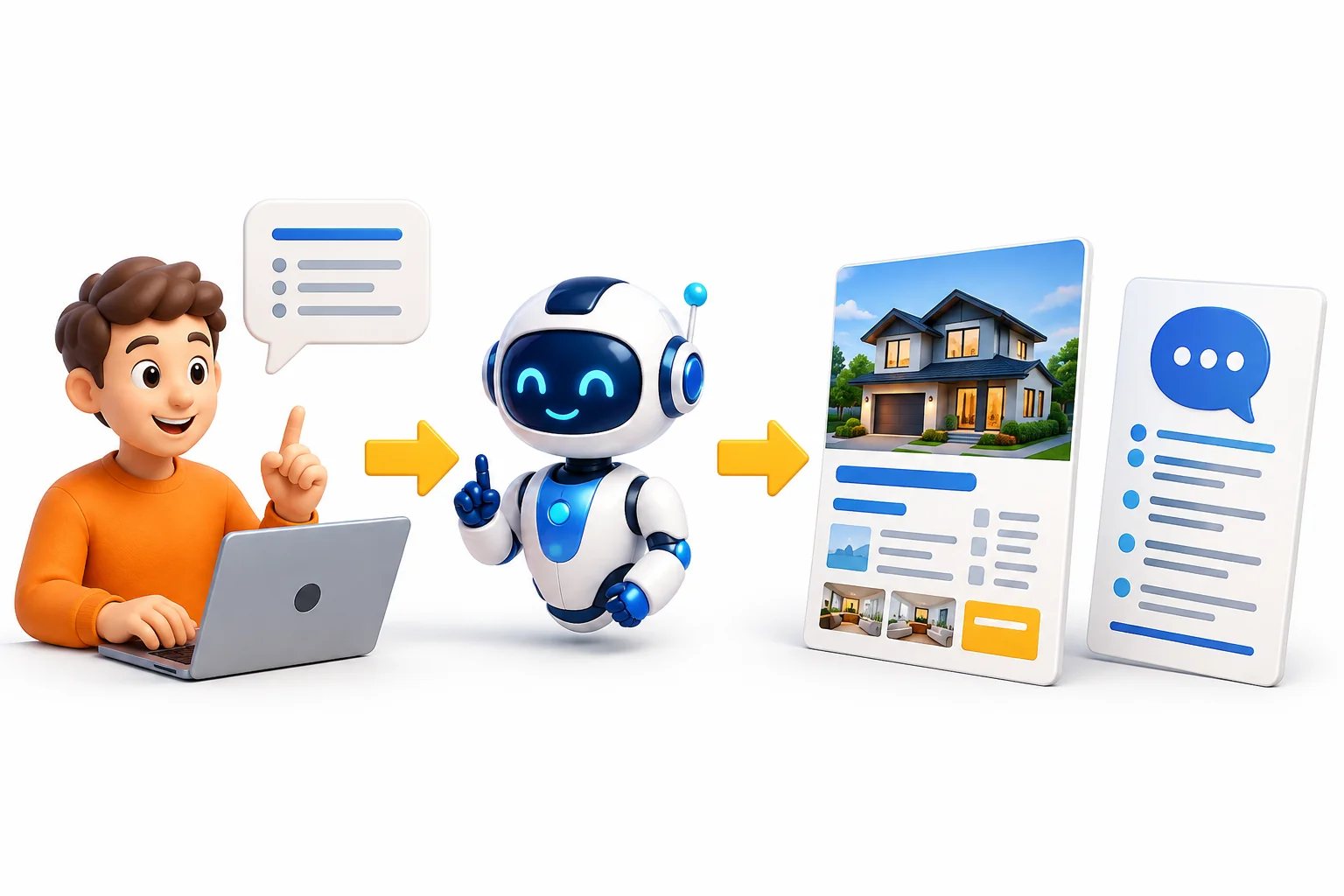 人がAIに指示して文章を作成するイメージ